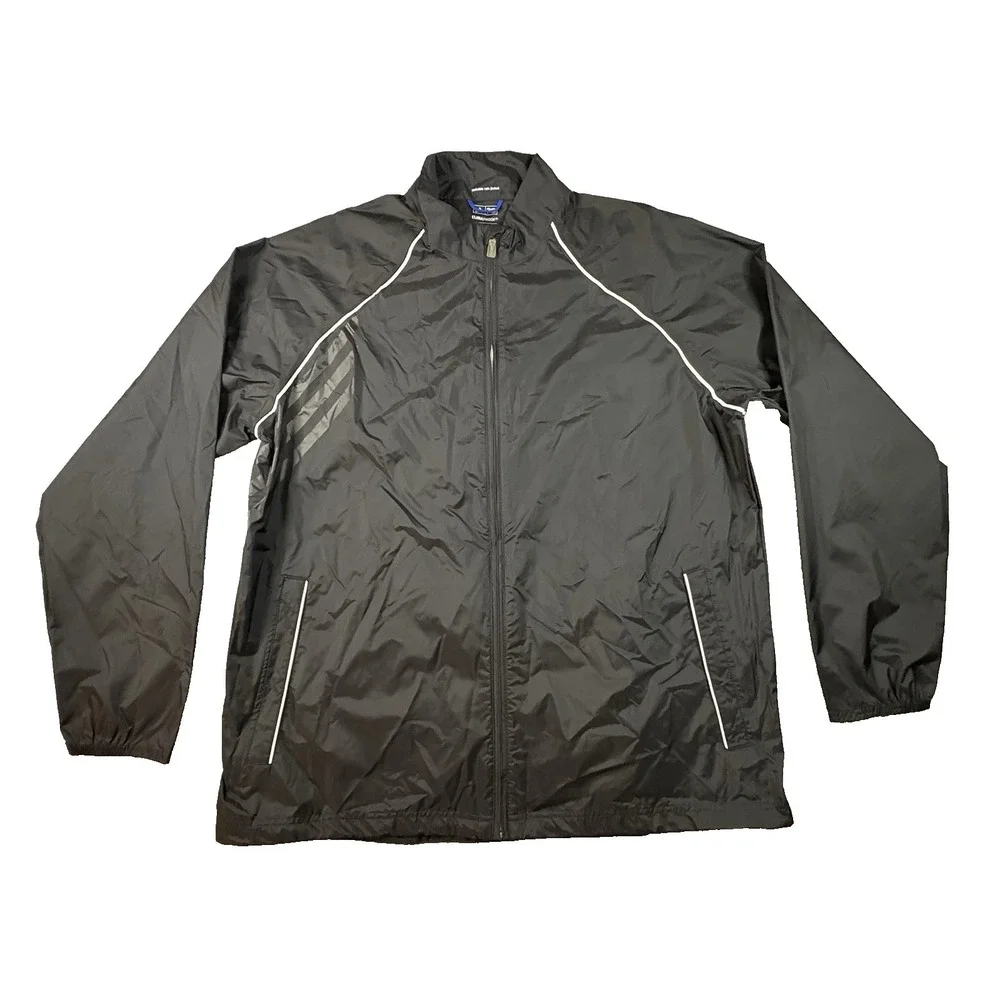 Adidas Golf Men's XXL Black ClimaProof Packable Rain Jacket Full Zip Windbreaker